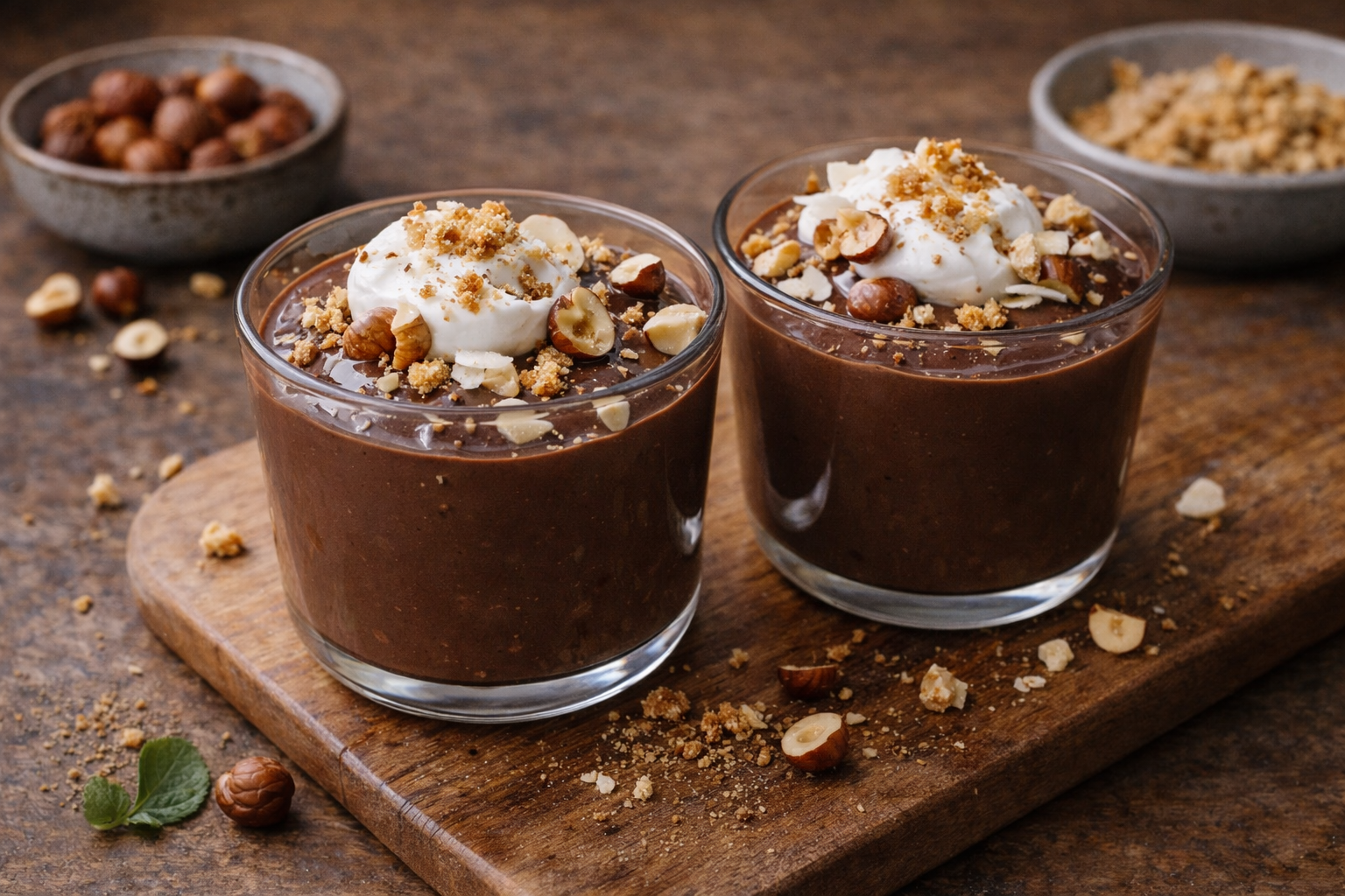 Budino al cacao e nocciole