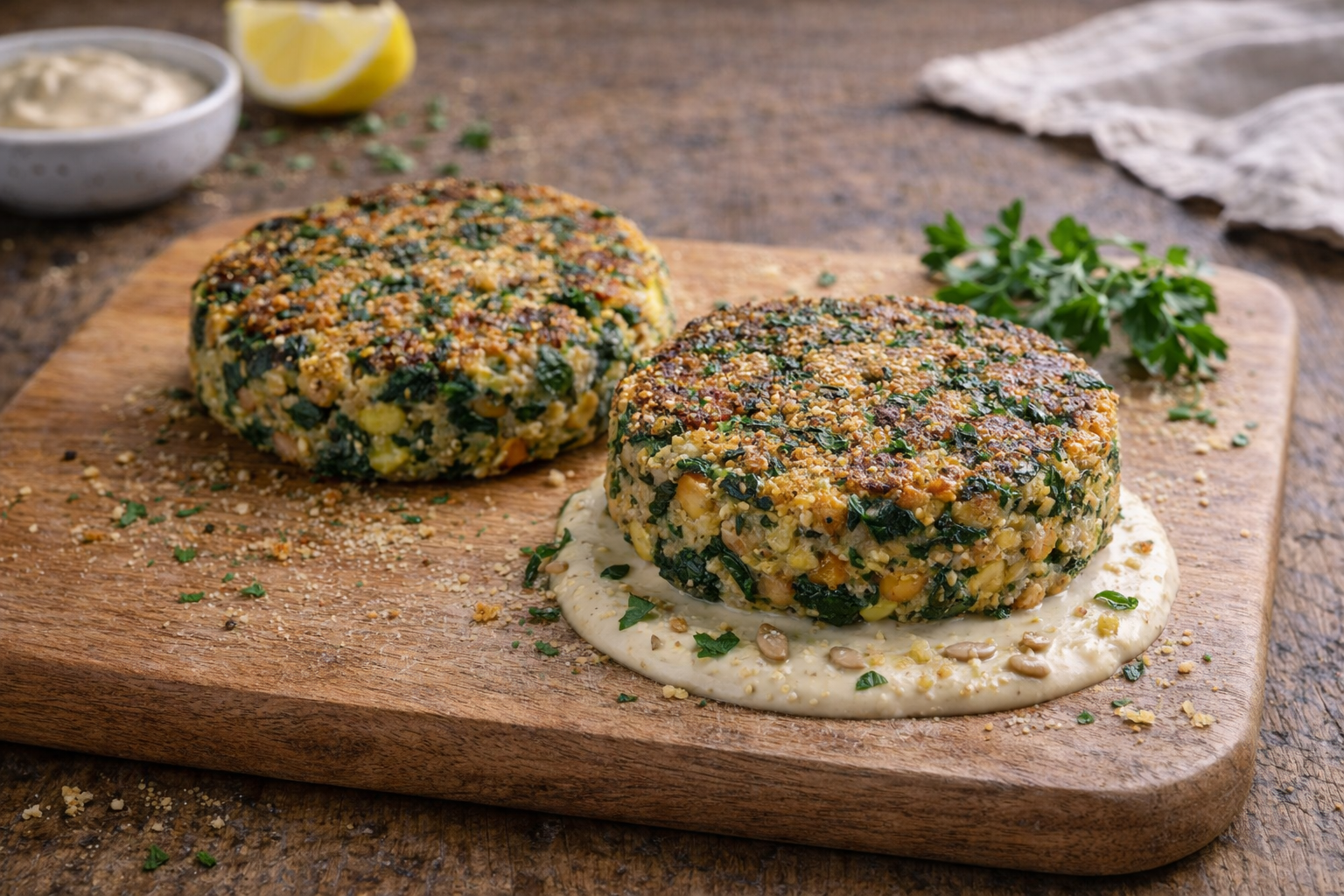Burger di ceci e spinaci in padella