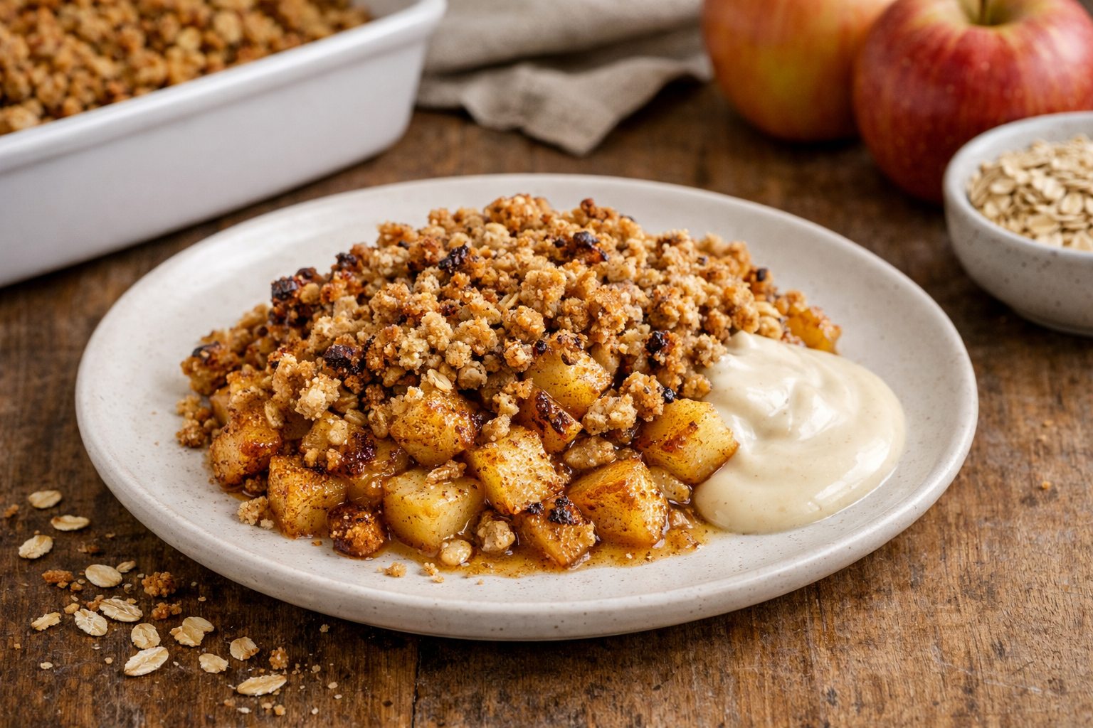 Crumble di mele e avena croccante
