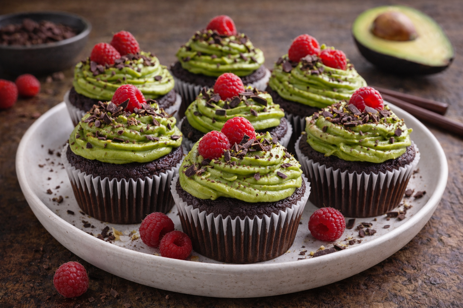 Cupcake al cioccolato con crema all'avocado