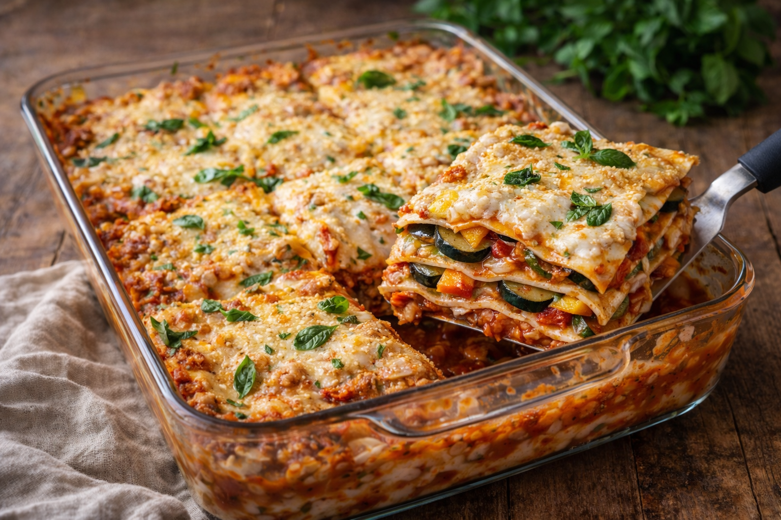 Lasagna di crepes con verdure grigliate e besciamella vegetale