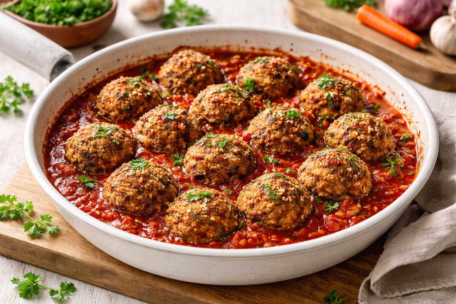 Polpette di lenticchie al forno con salsa al pomodoro