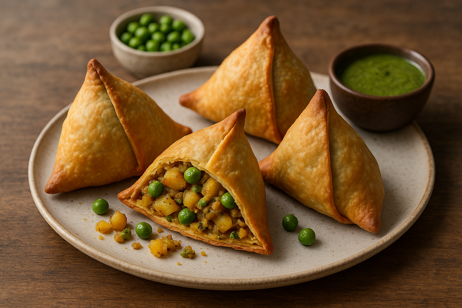 Samosa al forno con patate e piselli speziati