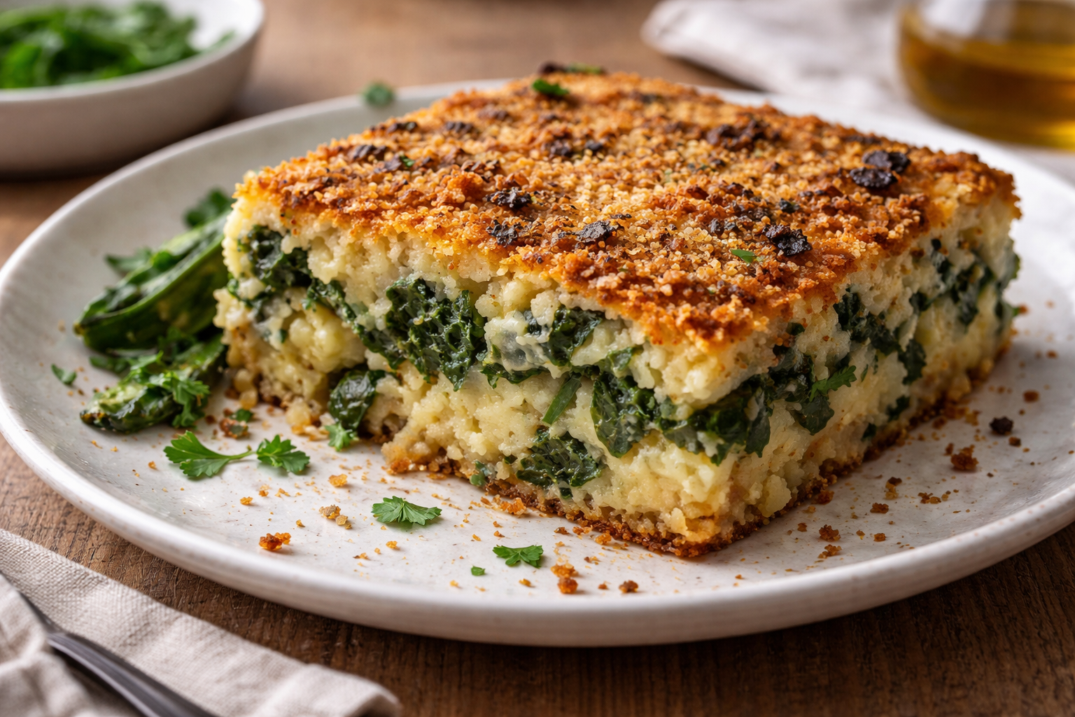 Sformato di cicorie e patate con crosta croccante