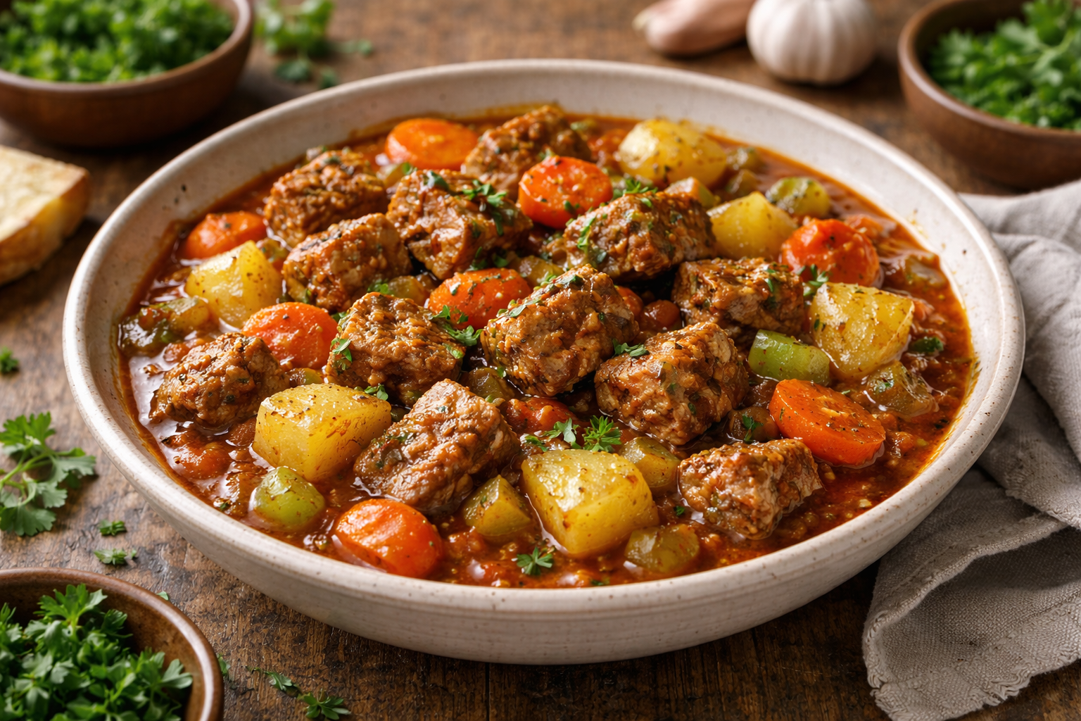 Spezzatino di tempeh con patate e verdure