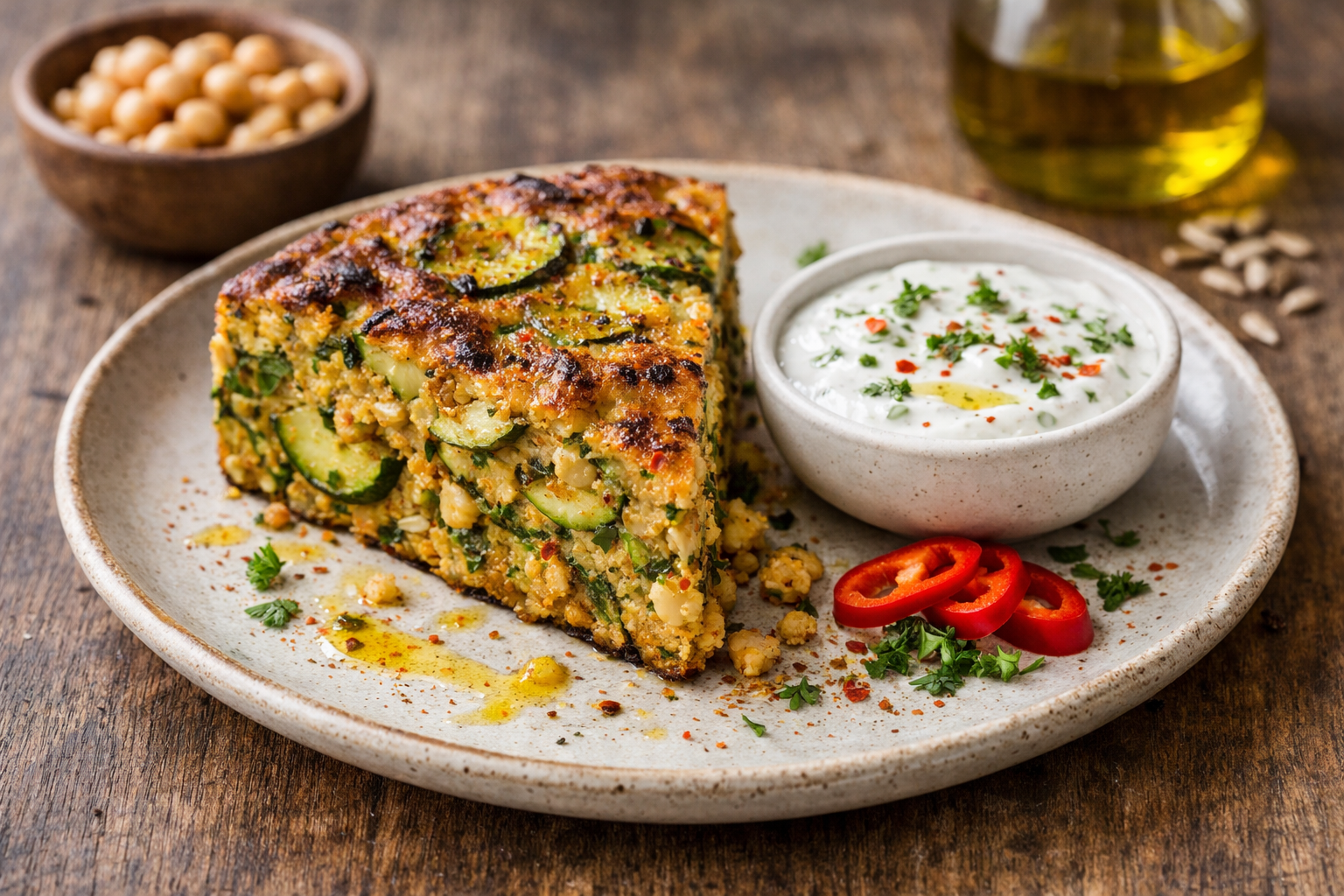 Tortino di zucchine piccante e proteico